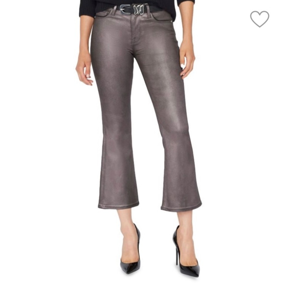 FRAME Le Crop Mini Boot Fit Mid Rise Flared Coated Jeans in Mahogany Size 31 NWT
